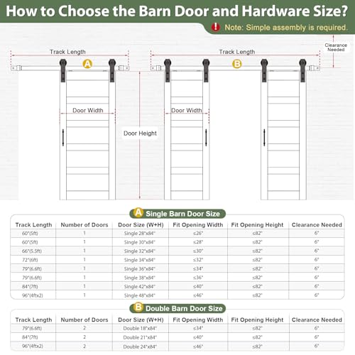 42x84 inch Frosted Glass Sliding Barn Door with Hardware Kit E3540