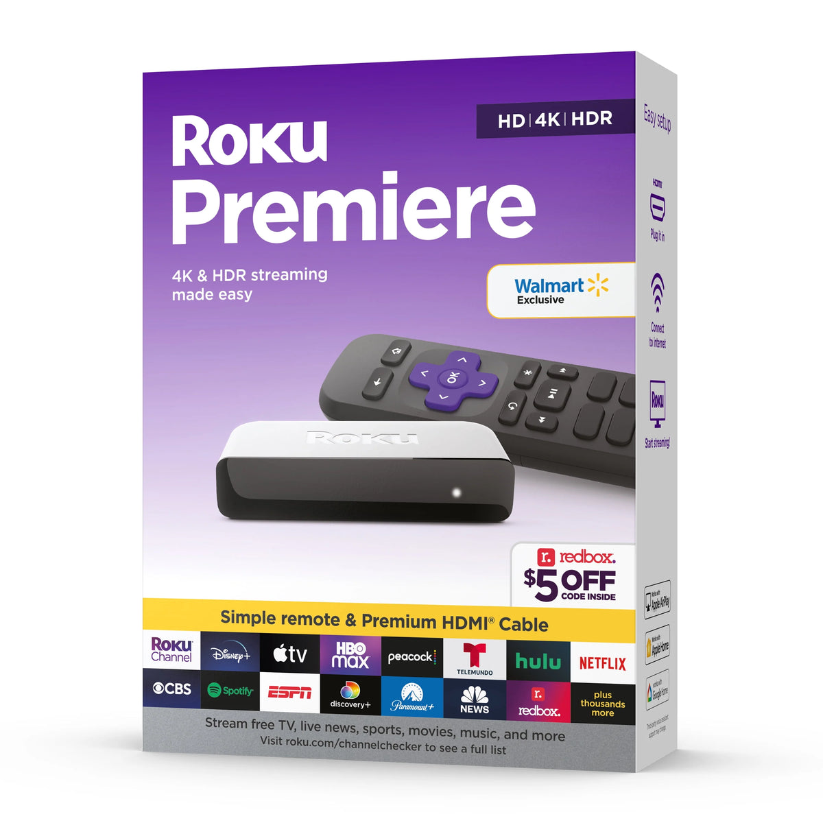 4K HDR Streaming Media Player with HDMI Cable and Remote E3872