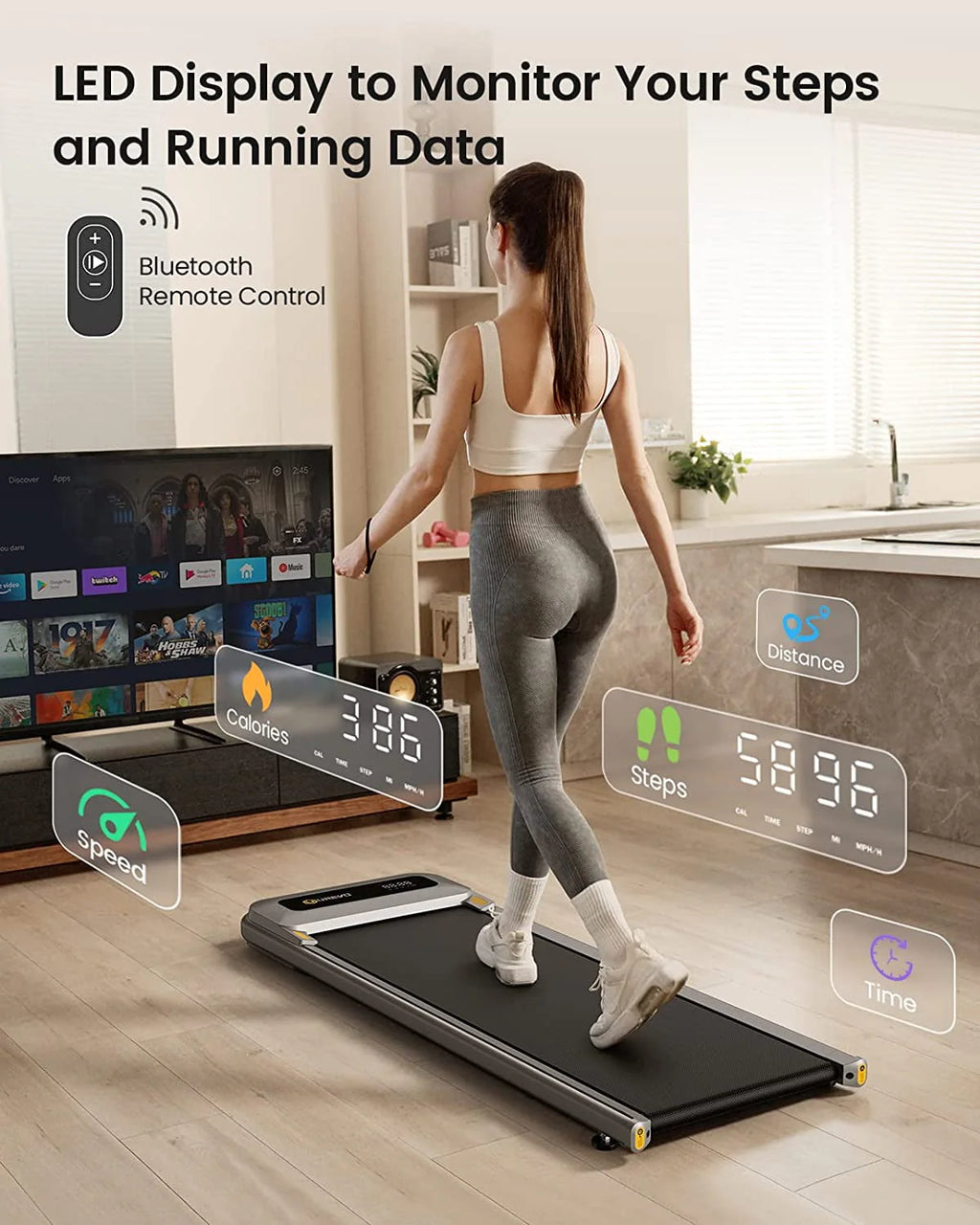 Walking Pad Treadmill 2.25HP 265lb Capacity with Remote Control H1437