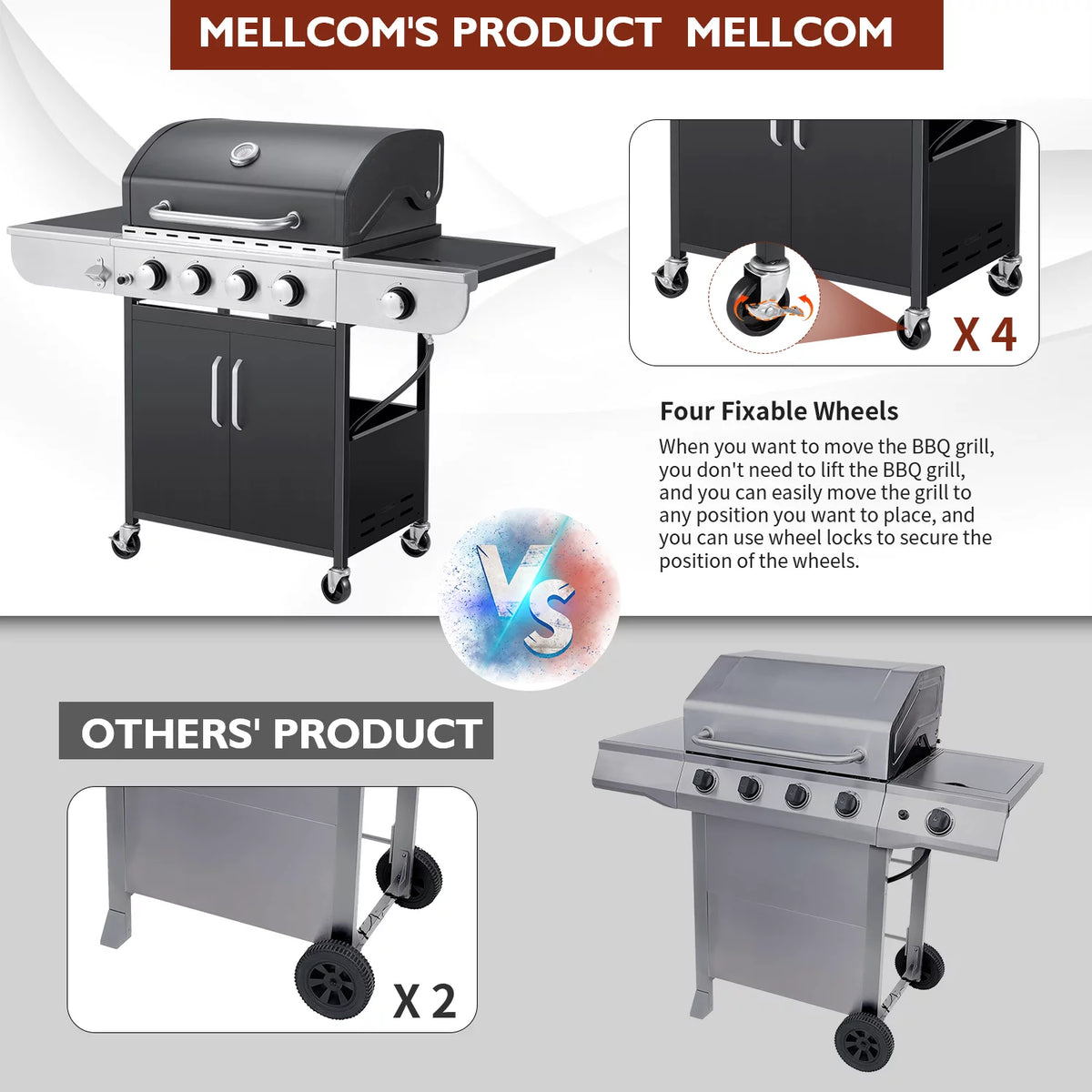 3 Burner Propane Gas Grill with Side Table T779