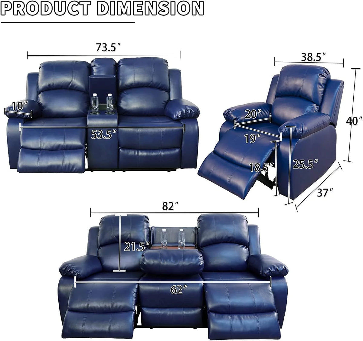 2 Piece Manual Recliner Sofa Couch Y489