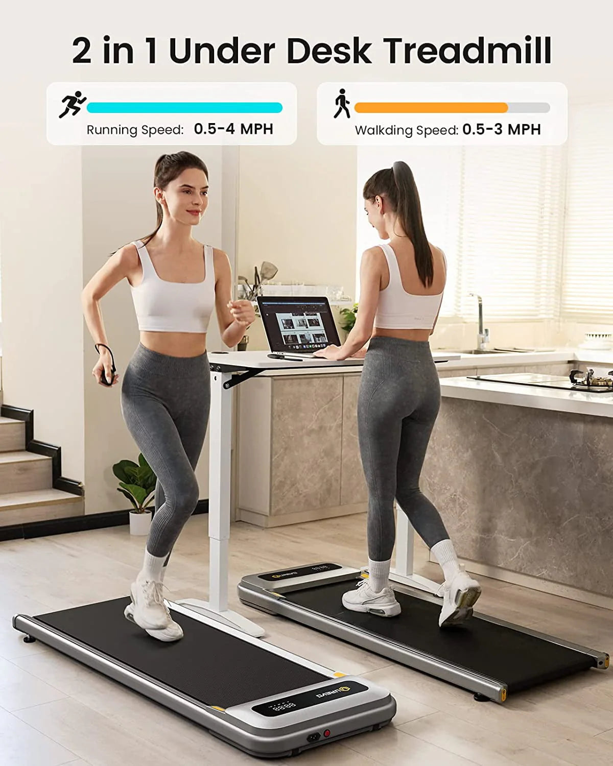 Walking Pad Treadmill 2.25HP 265lb Capacity with Remote Control H1437