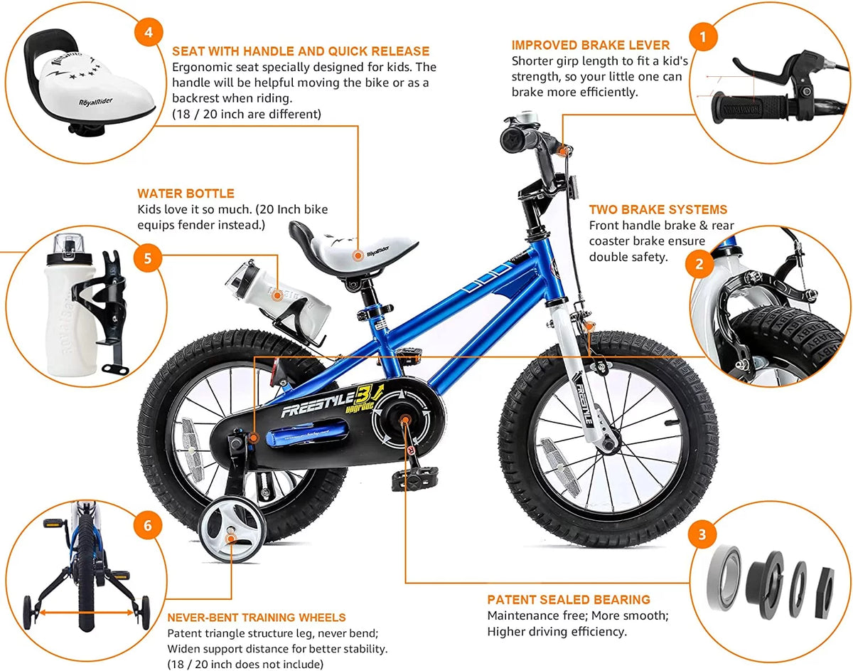 12 In Black Kids Bike with Training Wheels U690608