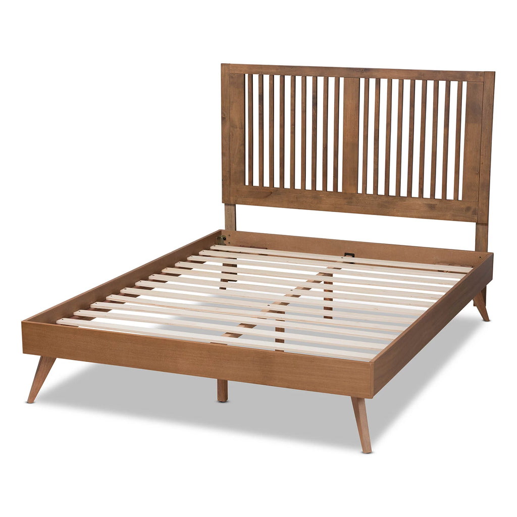Full Ash Walnut Wood Platform Bed H83954