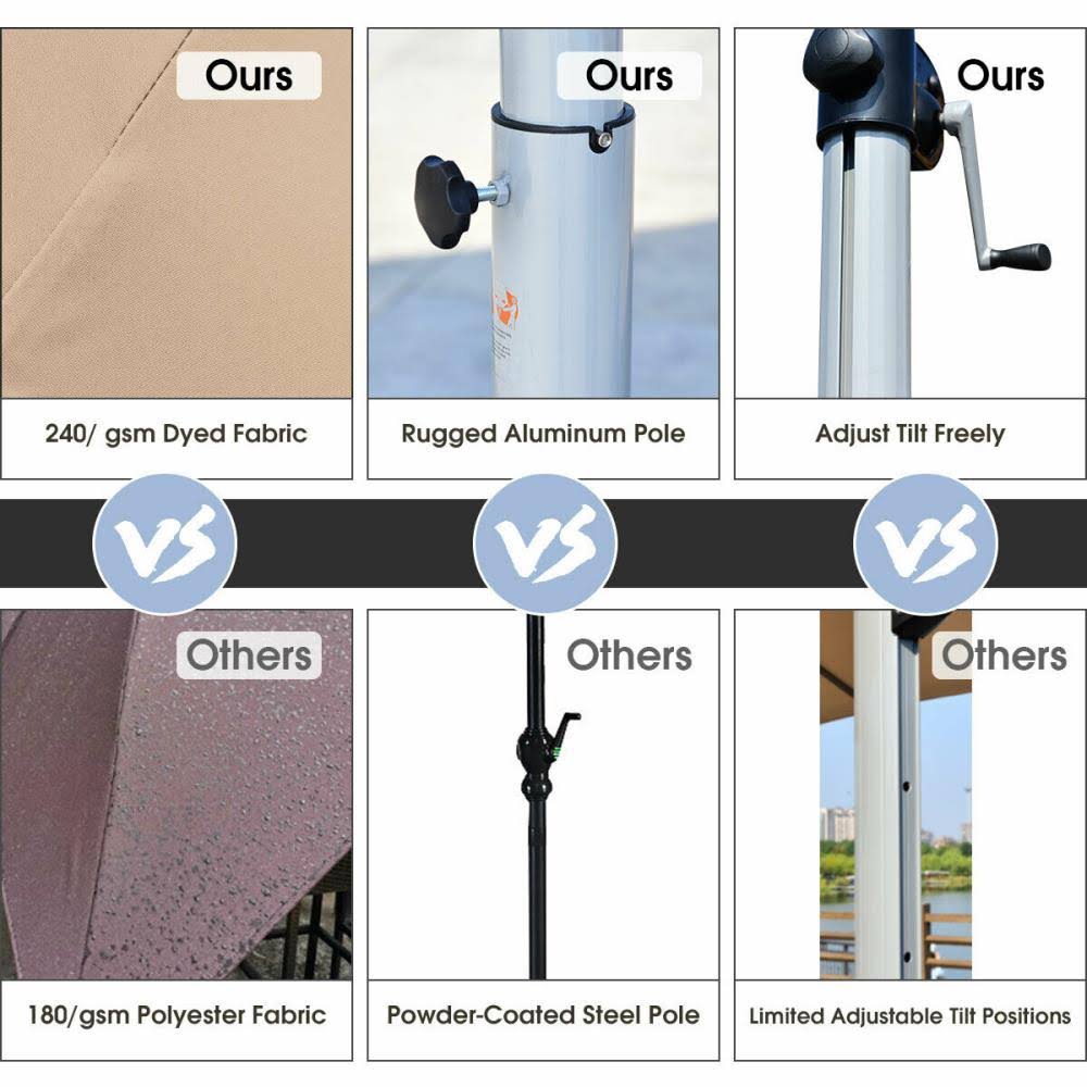 11-ft Tan Crank Cantilever Patio Umbrella C887