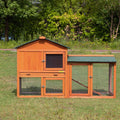 2-Tier Outdoor Wooden Rabbit Hutch with Ramp N7468