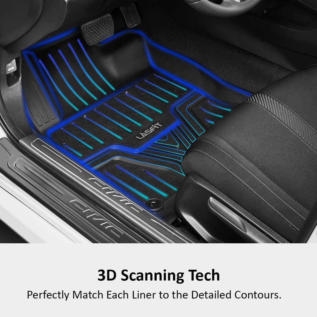 All Weather TPE Car Floor Mats 1st & 2nd Row Set E932