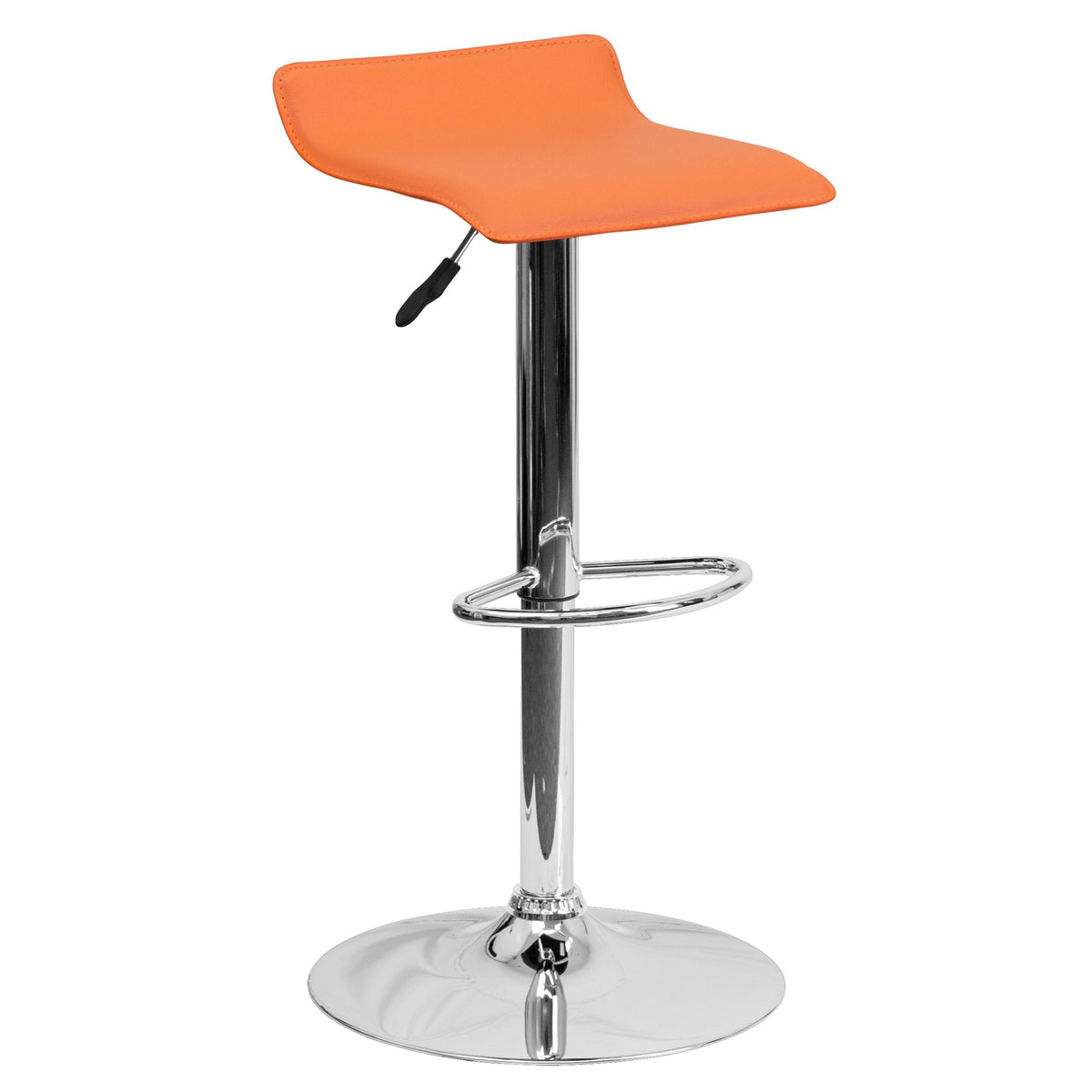 Black Vinyl Adjustable Height Barstool with Chrome Base H146304