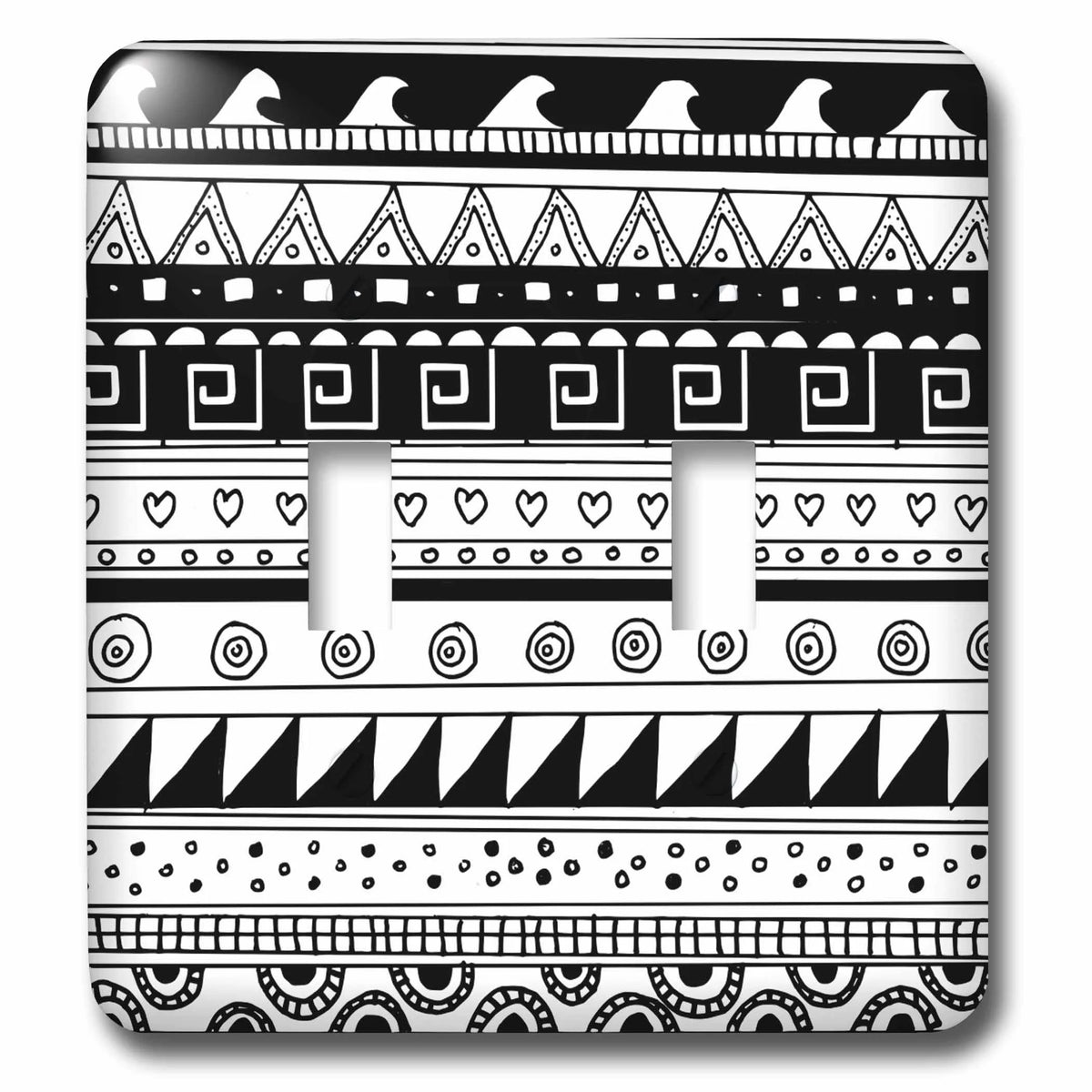 Black and White Tribal Pattern Double Toggle Switch I84140