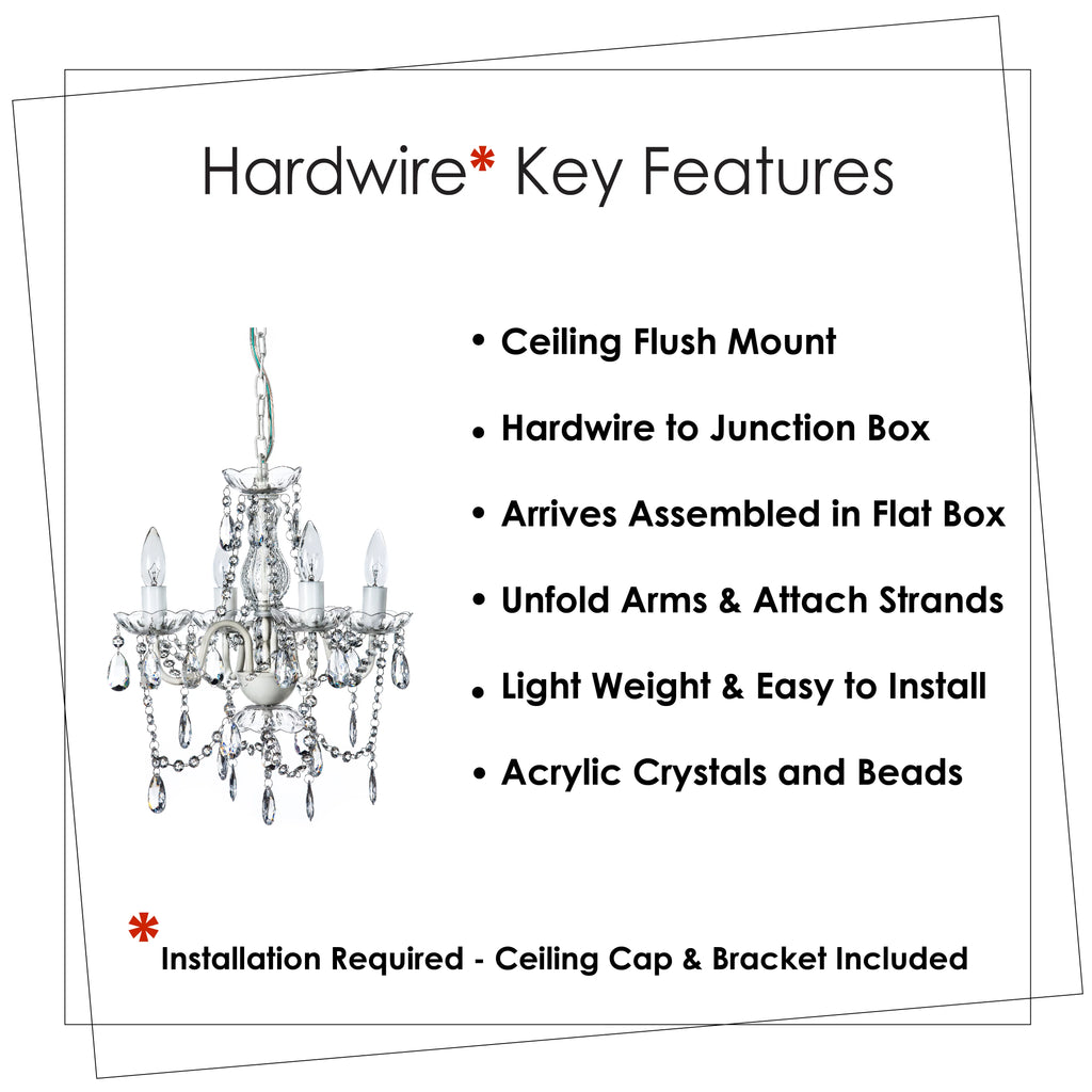 Clear 4 Light Acrylic Crystal Chandelier N7362