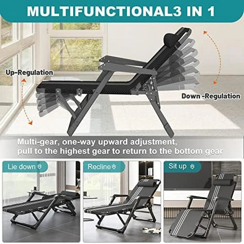 Folding Chair with Adjustable Backrest and Removable Cushion P773