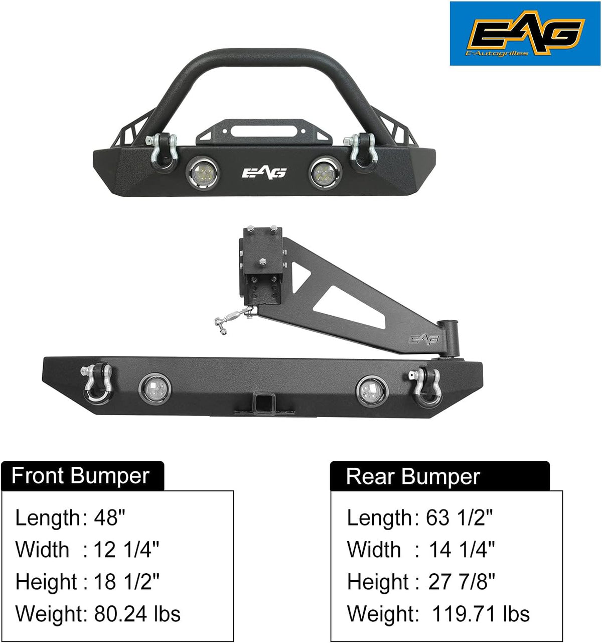 Front and Rear Bumper with Tire Carrier Combo V327