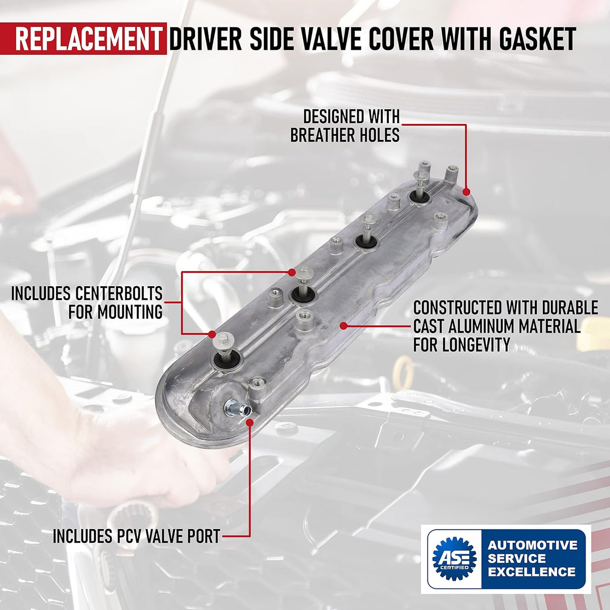Driver Side Valve Cover with Gasket 4.8L 5.3L 5.7L 6.0L 6.2L Pack of 2 I89794