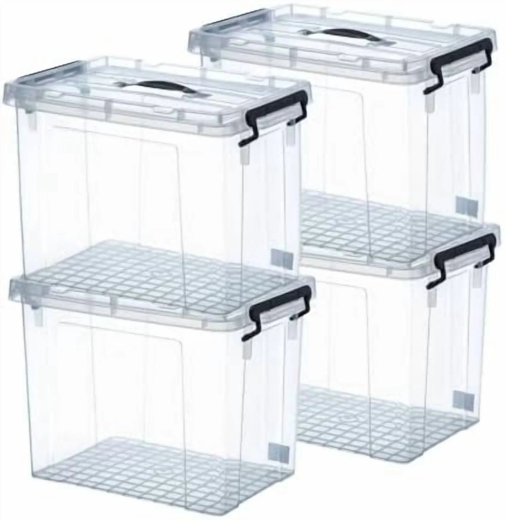 100 Quart 4-Pack Clear Plastic Storage Bins with Lids S85596