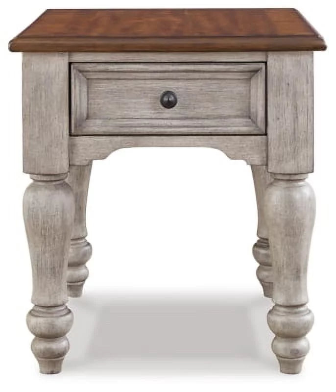 Antique Gray Brown End Table V979