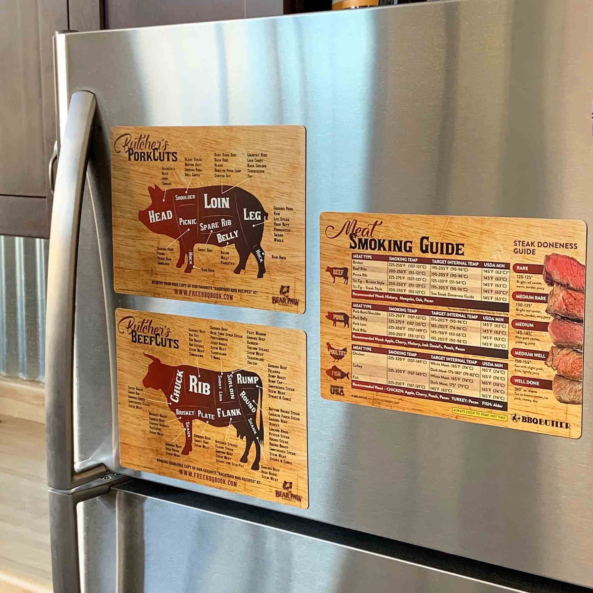 Meat Smoking Guide and Meat Cuts Magnet Pack K900714