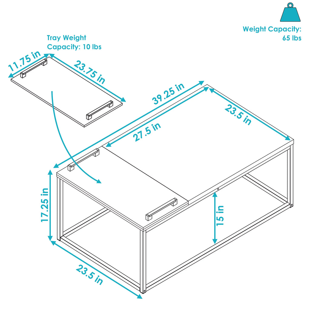 Brown Coffee Table with Removable Serving Tray U305469