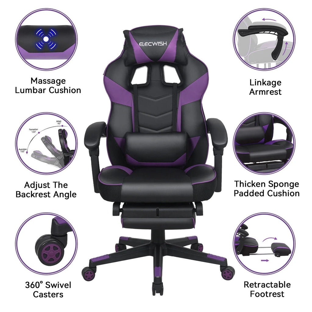 Purple Massage Gaming Chair J33222