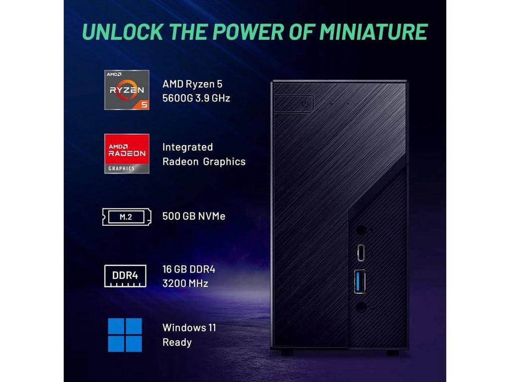 Mini Gaming PC AMD Ryzen 5 5600G 16GB RAM 1TB SSD P3076