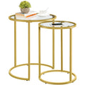 Round Nesting End Table Set with Metal Frame and Glass Top T587