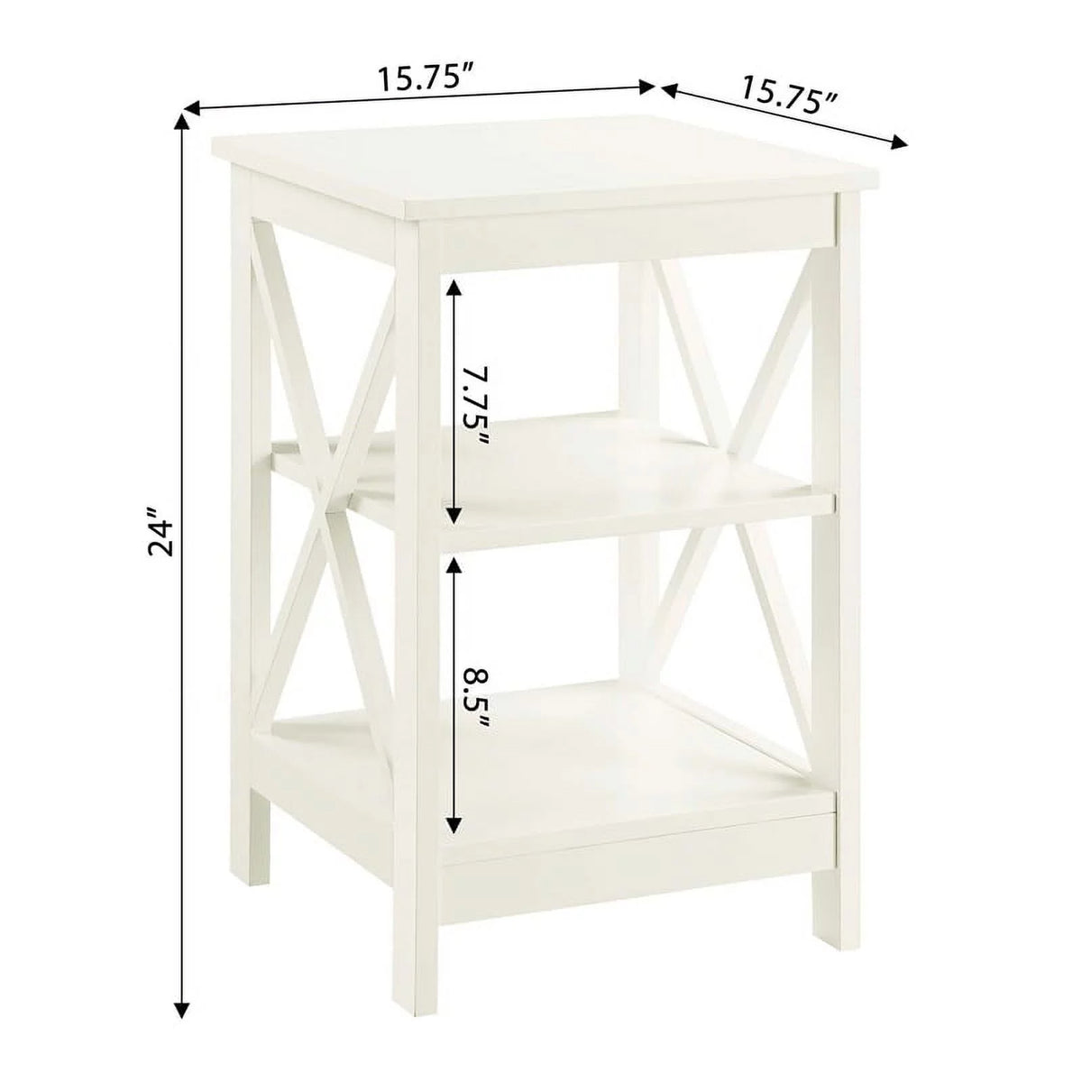 Ivory Wood End Table with Shelves Set of 2 C10222