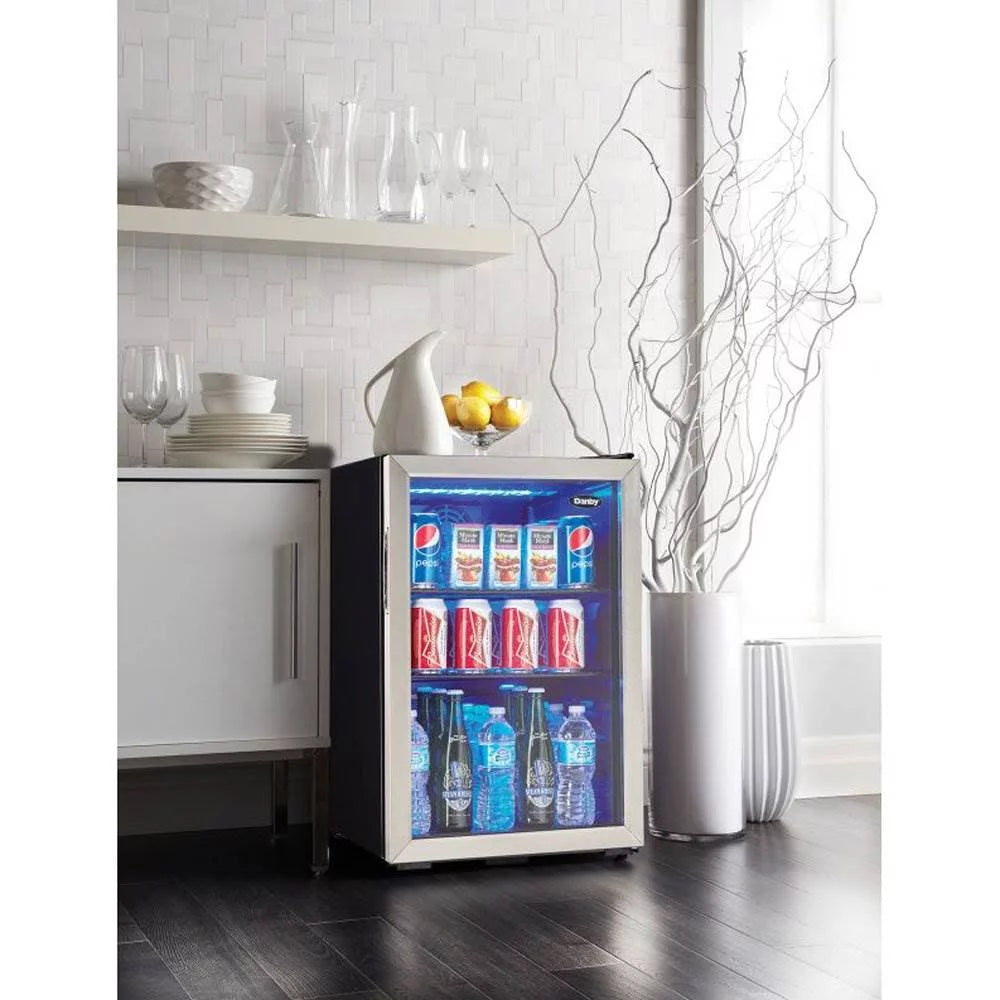 95 Can 2.6 Cu. Ft. Beverage Center Mini Fridge with Glass Door P836