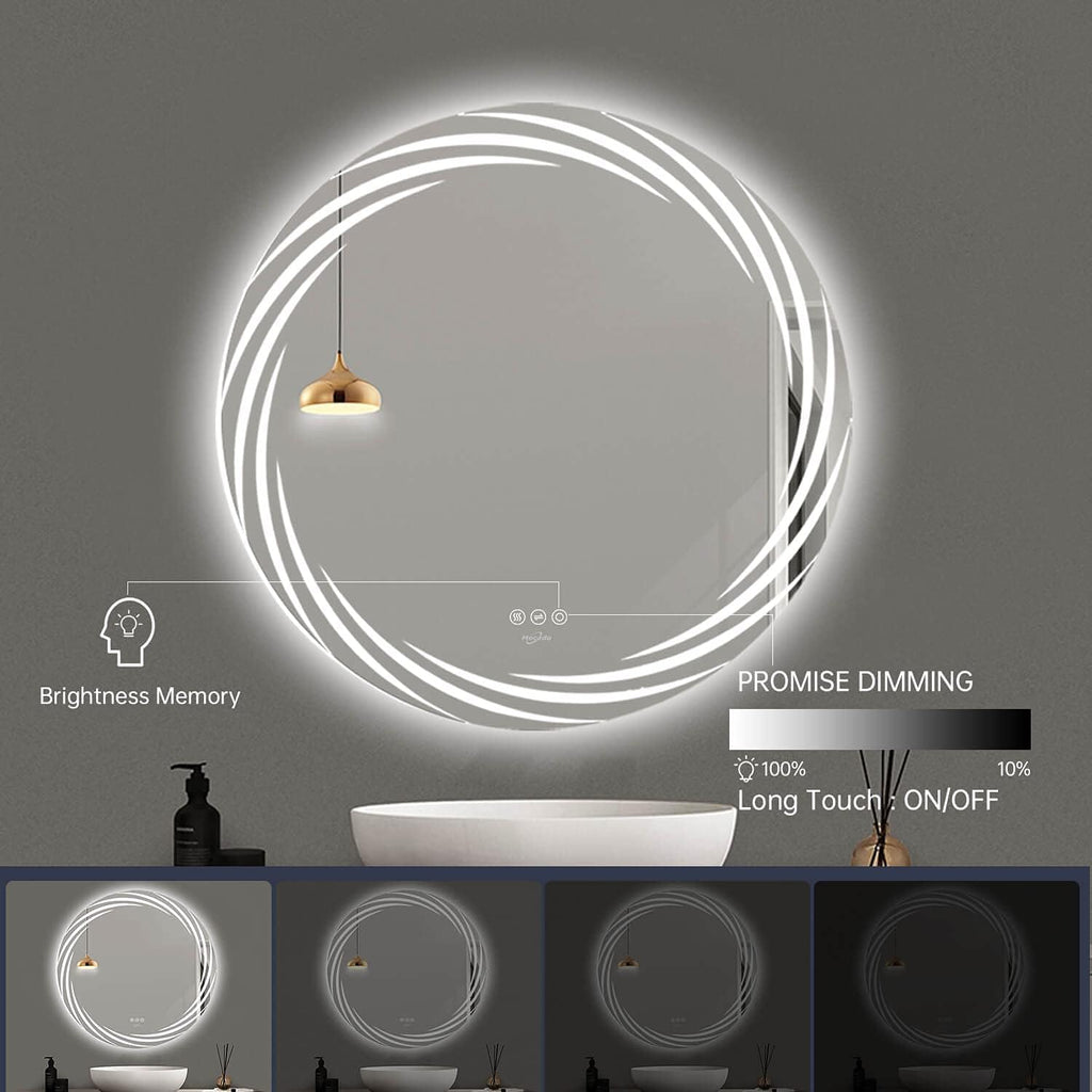 32 x 32 LED Backlit Anti-Fog Wall Mounted Bathroom Vanity Mirror T6230