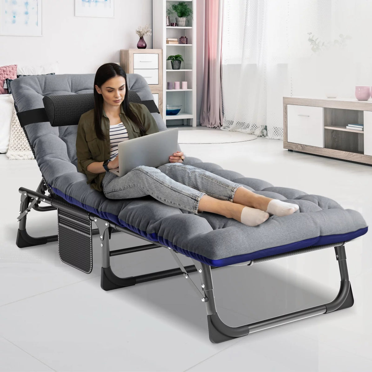 Portable Folding Lounge Chair with Pillow X5982