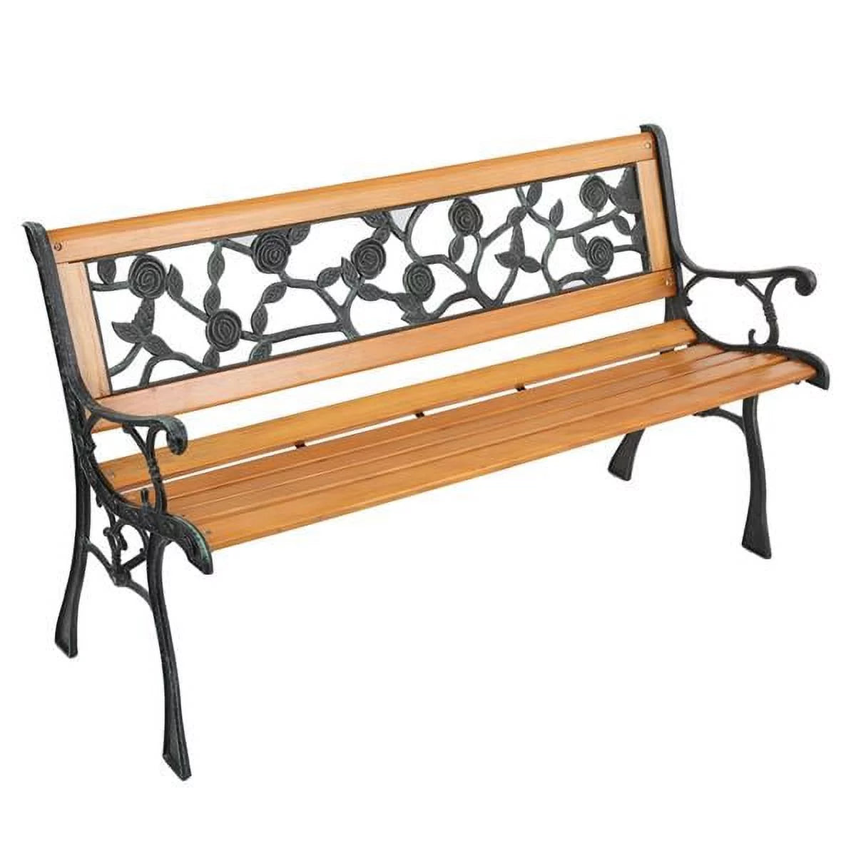 49" Hardwood Cast Iron Garden Bench A177