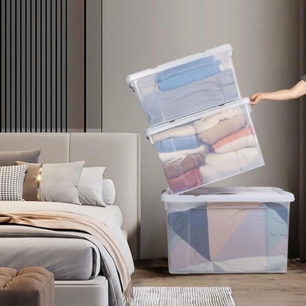 100 Quart 4-Pack Clear Plastic Storage Bins with Lids S85596