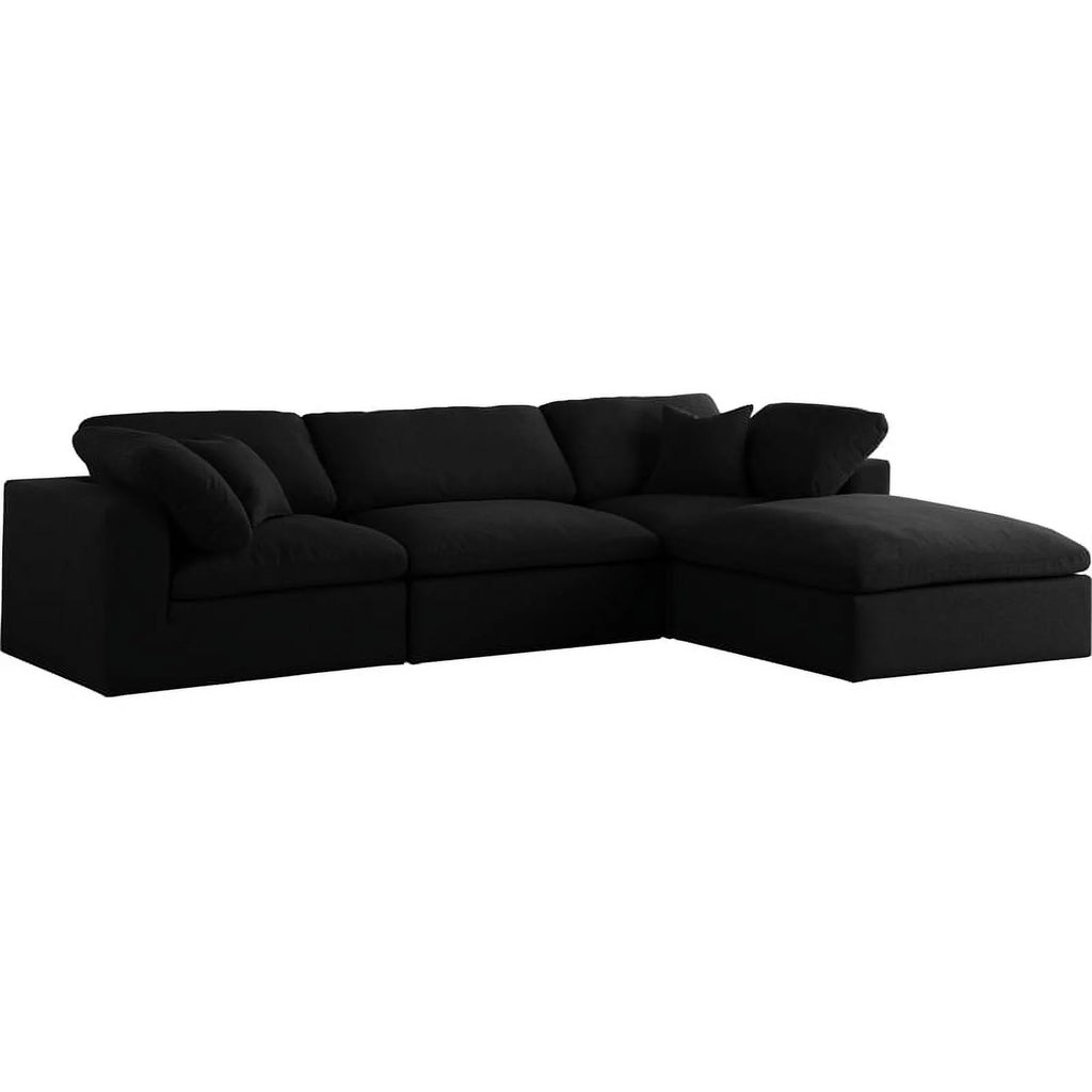 Black Linen Fabric Modular Sectional H12452
