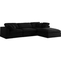 Black Linen Fabric Modular Sectional H12452
