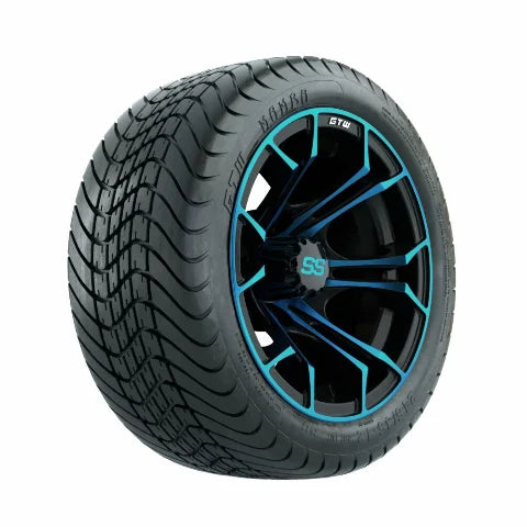 12 inch Blue/Black Wheel with Street Tire Set of 4 T606