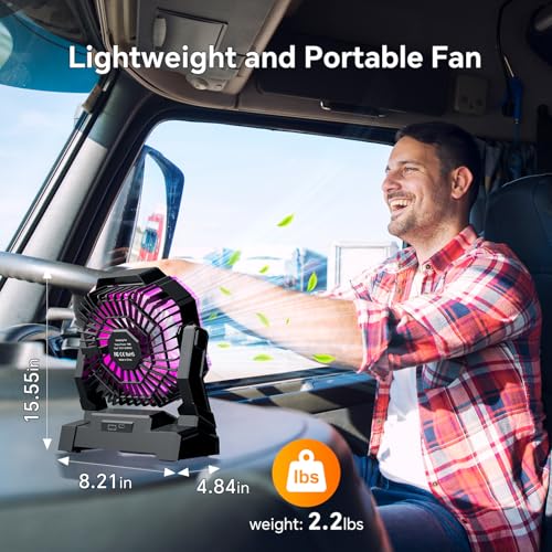 Portable Camping Fan with LED Lantern, 15000mAh Rechargeable Battery Operated Fan with 3 Speeds K90218