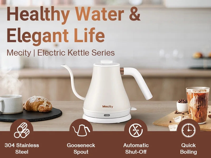 Gooseneck Stainless Steel Electric Kettle 0.8 L 1000W White A55910