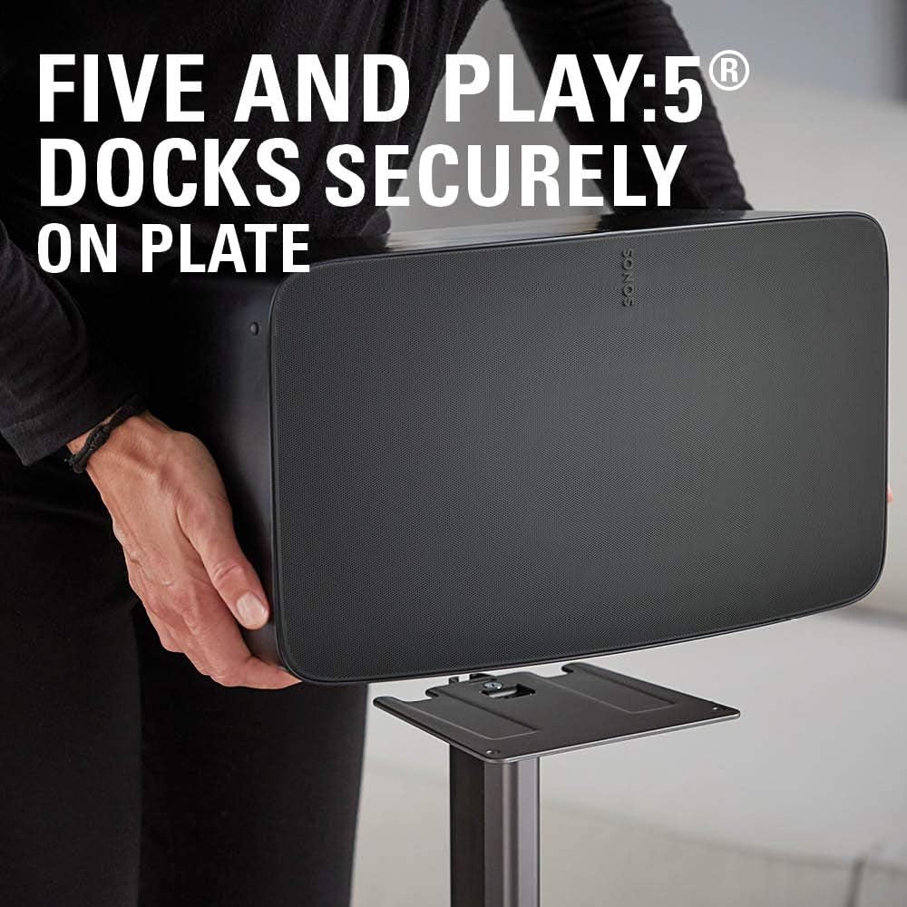 Black Wireless Speaker Stand with Cable Management R93041