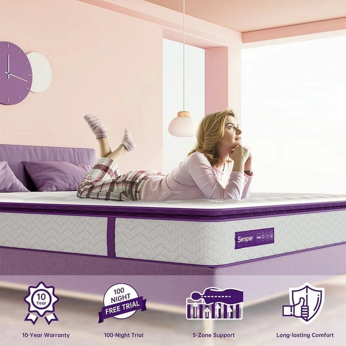 Full Size 10 inch Pocket Pillow Top Memory Foam Mattress M885869
