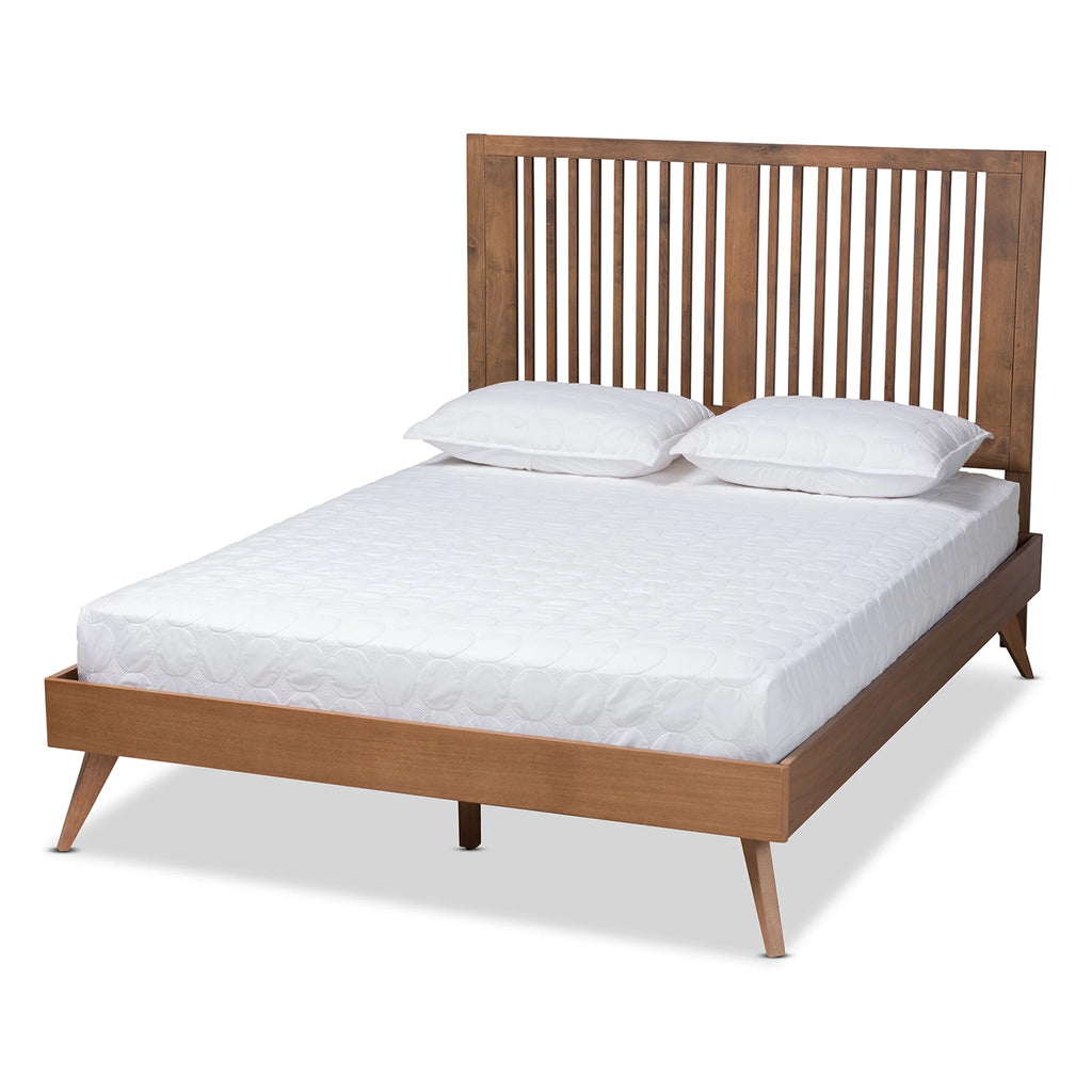 Full Ash Walnut Wood Platform Bed H83954