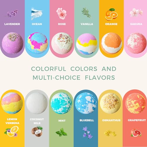 12 Pc Handmade Bath Bombs with Sea Salt Cocoa & Shea Butter F4390