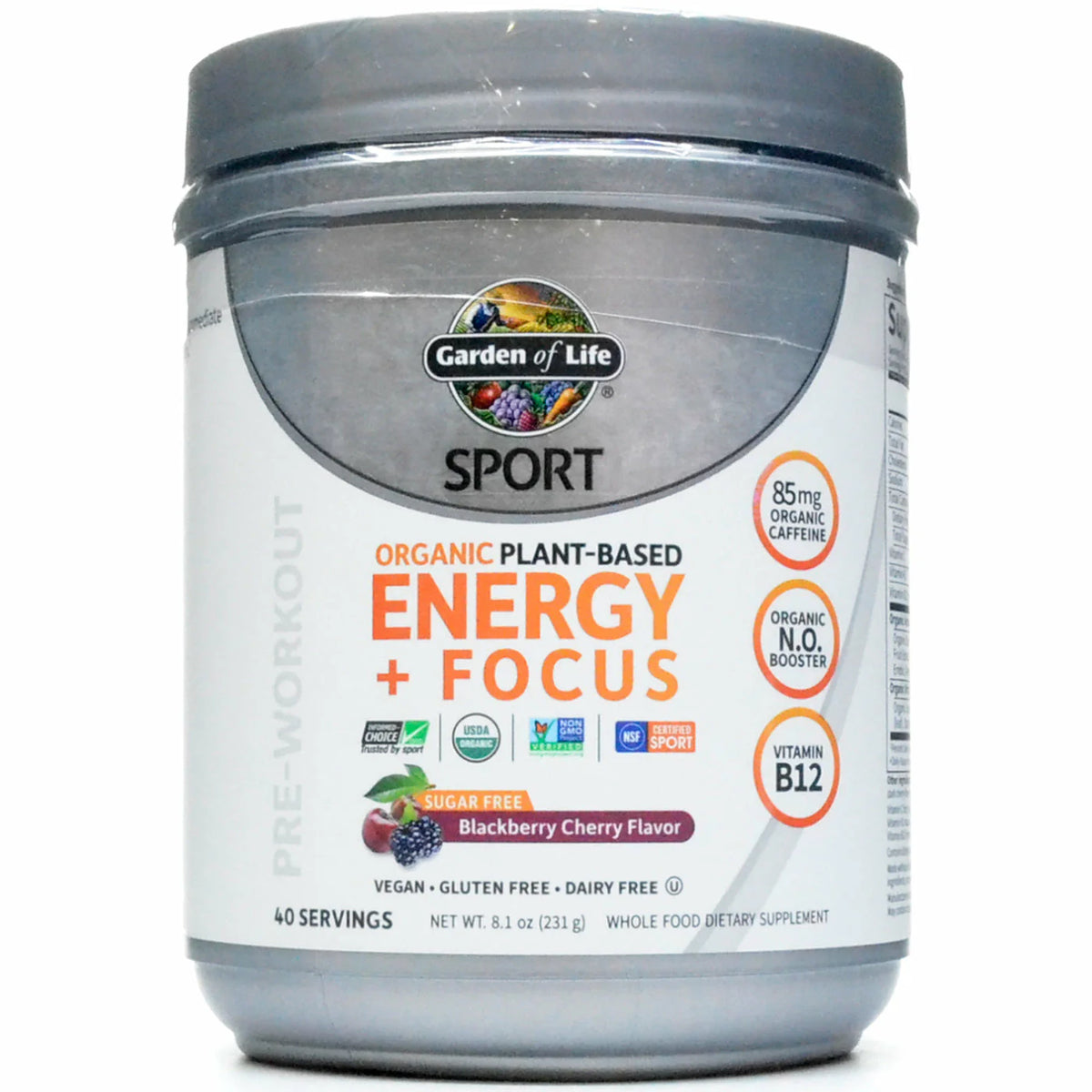 Organic Plant-Based Energy Focus Blackberry Cherry 8.1 oz E973245