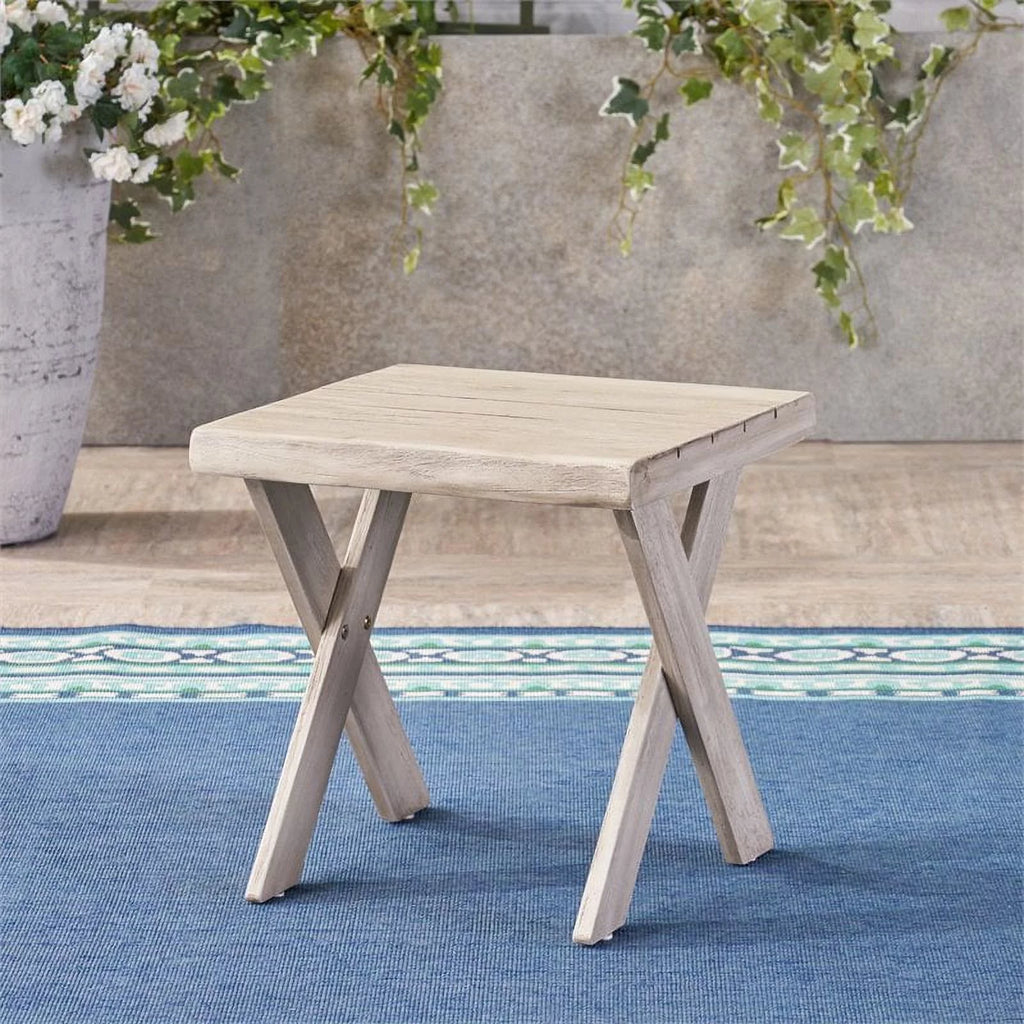 Light Gray Acacia Wood Outdoor Side Table I2653