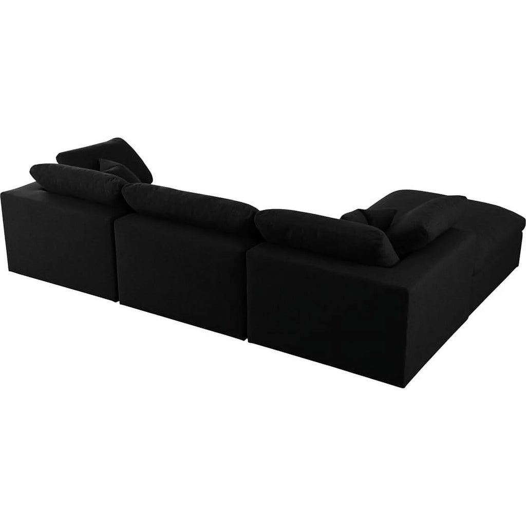 Black Linen Fabric Modular Sectional H12452