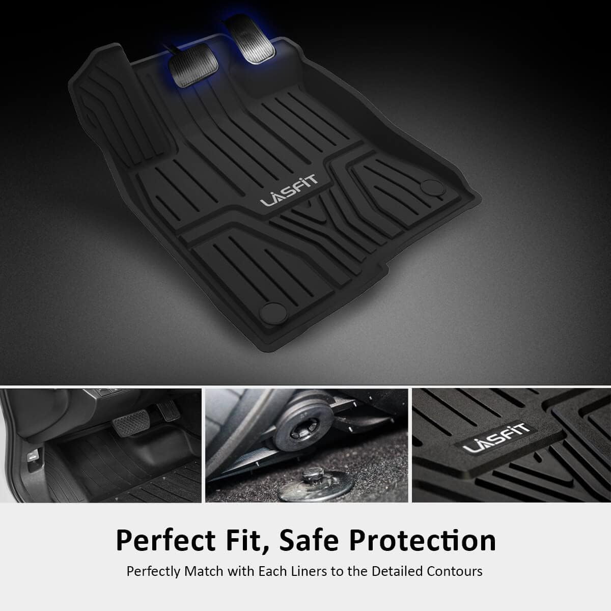 All Weather TPE Car Floor Mats 1st & 2nd Row Set E932