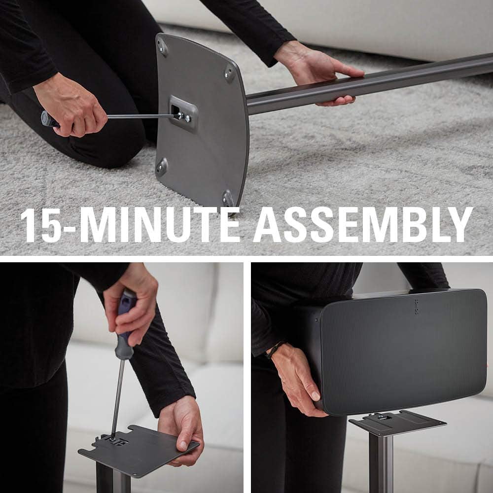 Black Wireless Speaker Stand with Cable Management R93041