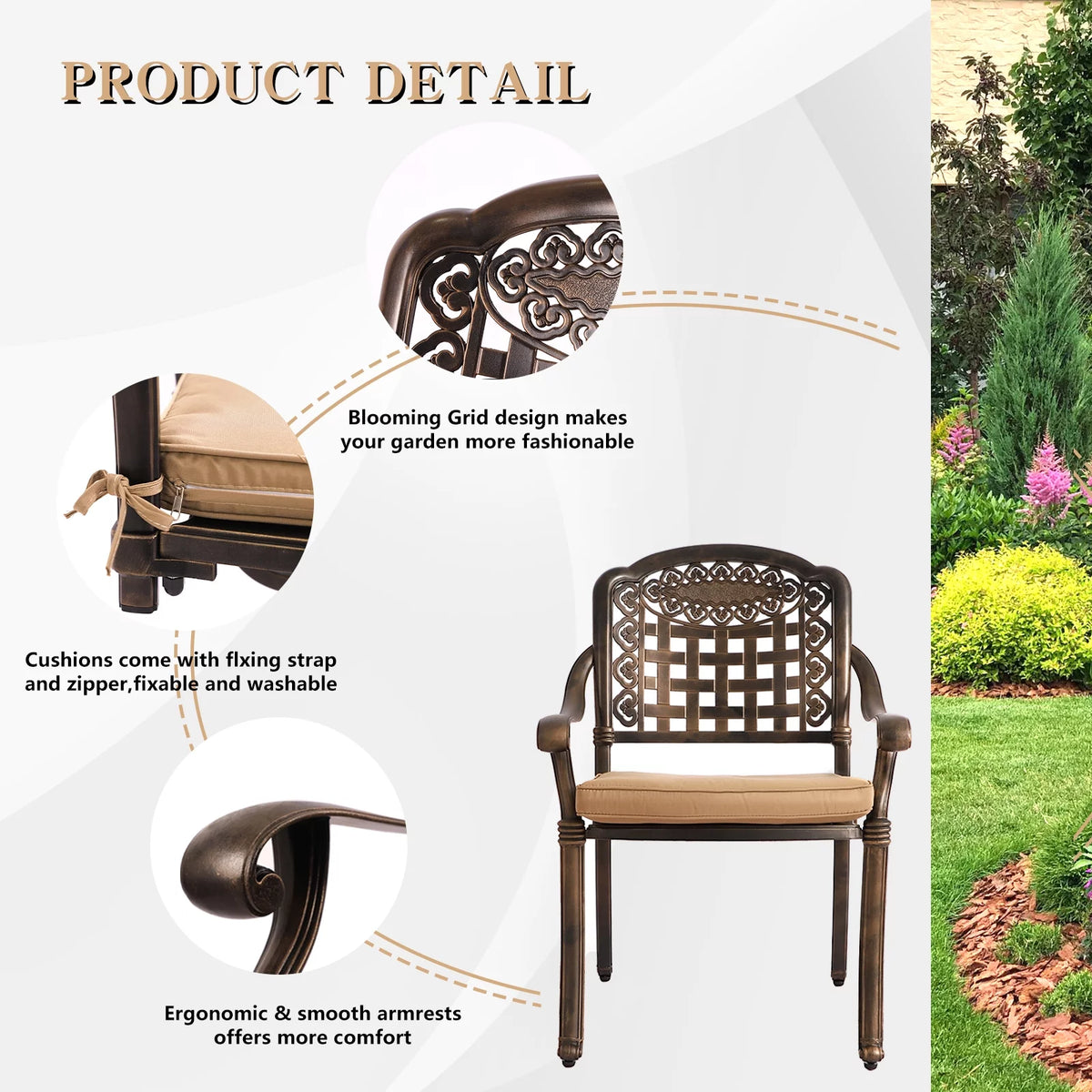 9-Piece Cast Aluminum Outdoor Furniture Dining Set D70895