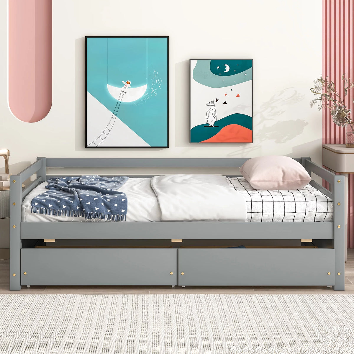 Twin Wood Daybed with Two Drawers R675