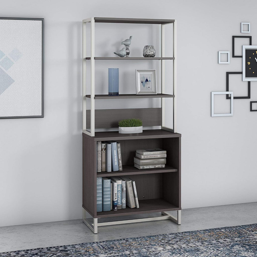 Storm Gray Bookcase with Hutch Y3305