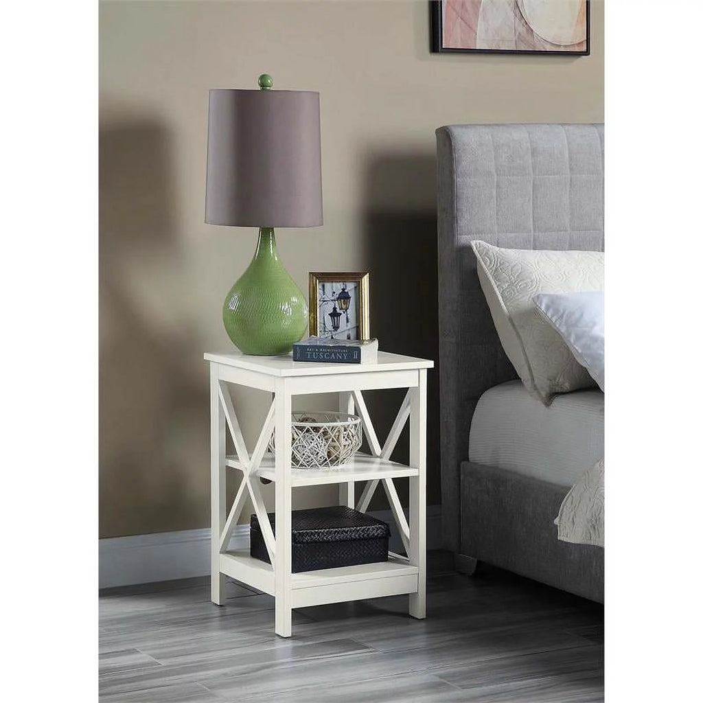 Ivory Wood End Table with Shelves Set of 2 C10222