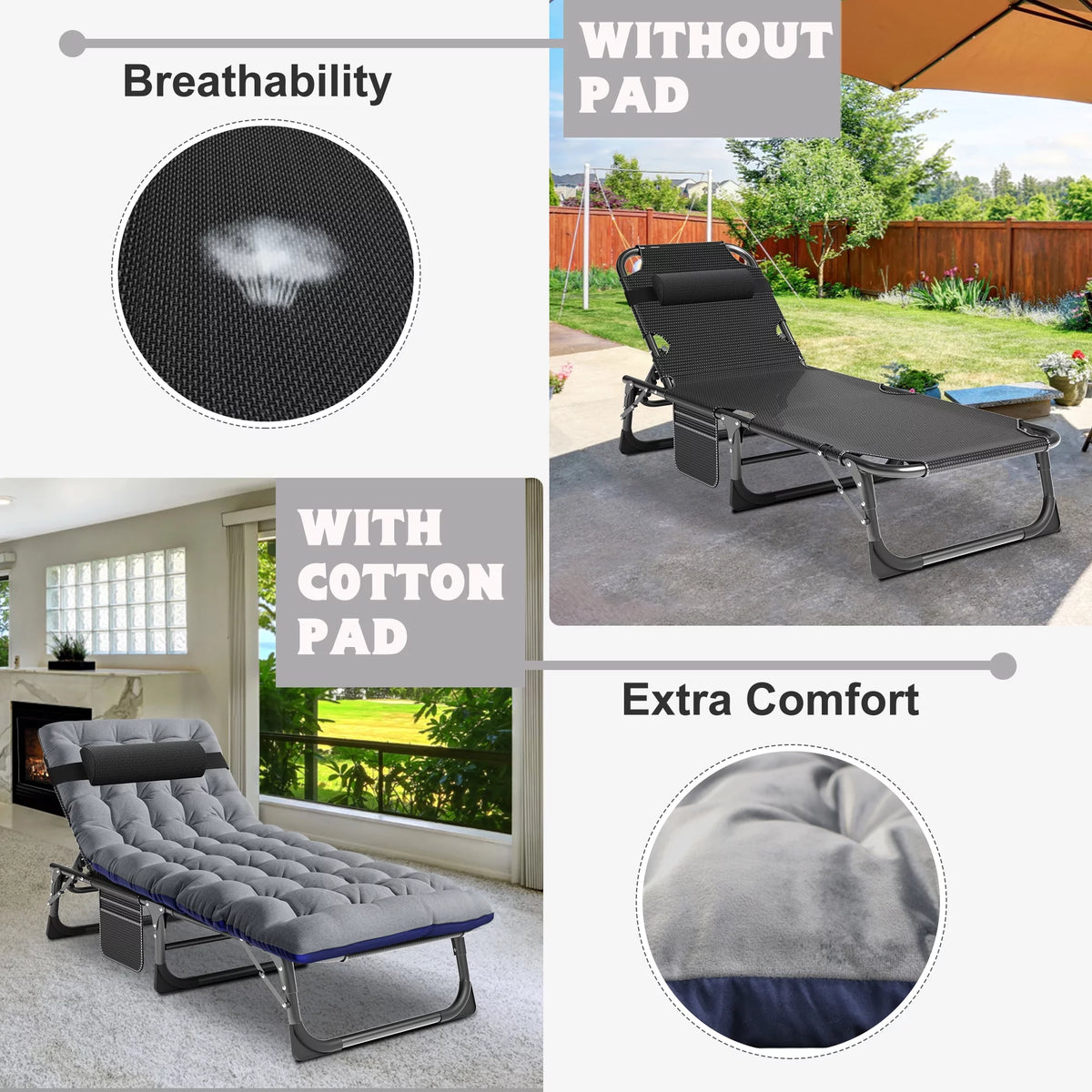 Portable Folding Lounge Chair with Pillow X5982