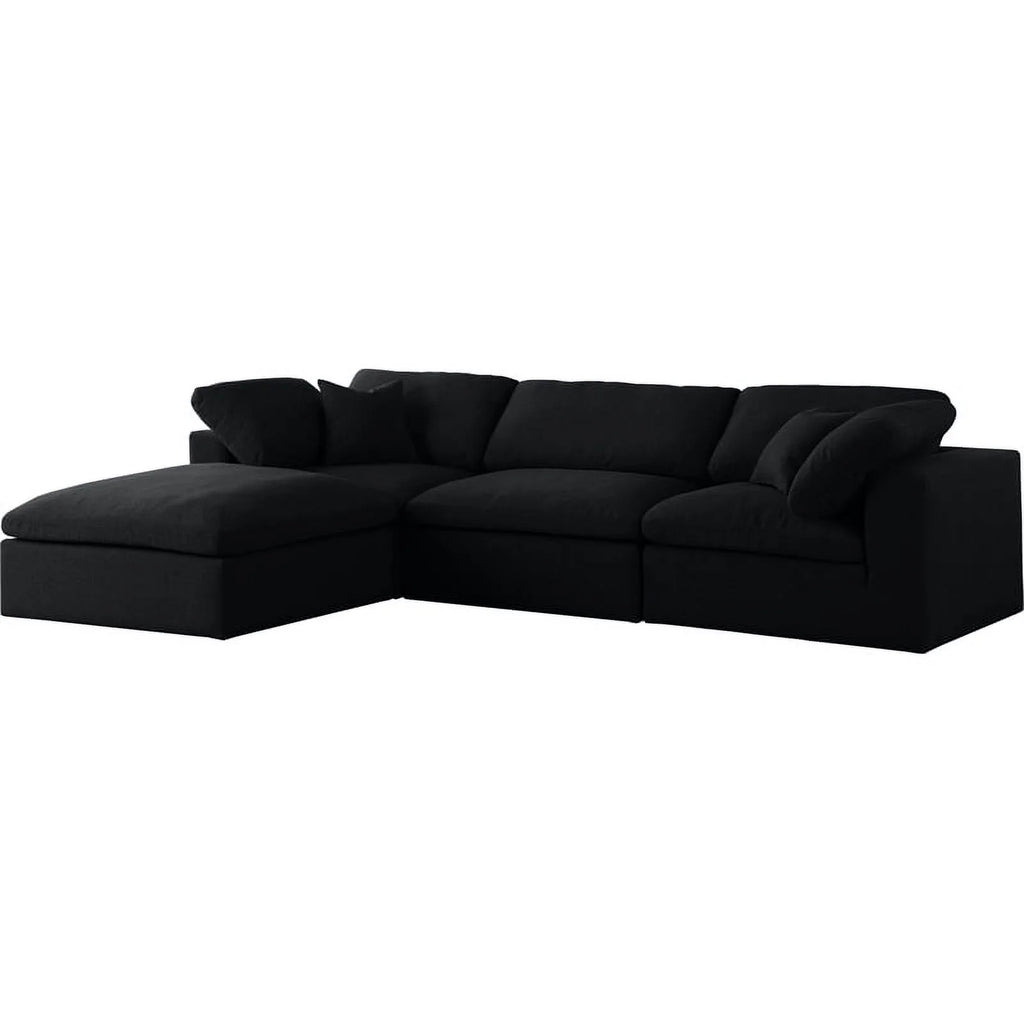 Black Linen Fabric Modular Sectional H12452